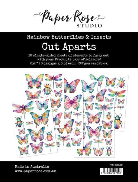 Paper Rose Rainbow Butterflies & Insects Cut Aparts Paper Pack 31572