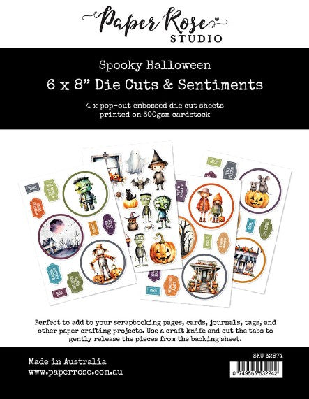 Paper Rose Studio Spooky Halloween  6"x8" Die Cuts & Sentiments