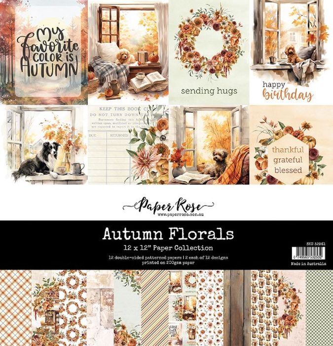 Paper Rose Autumn Florals 12x12 Paper Collection