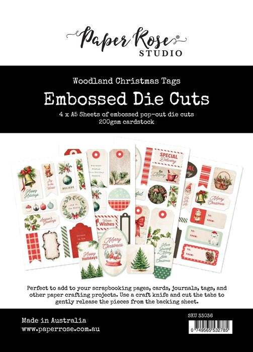 Paper Rose Studio Woodland Christmas Tags Embossed Die Cuts 33036