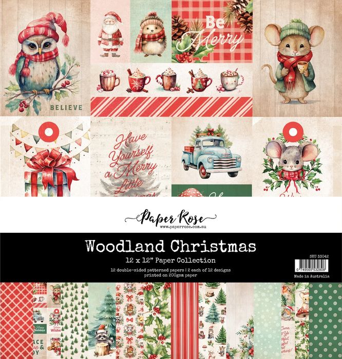 Paper Rose Studio Woodland Christmas 12x12 Paper Collection 33042