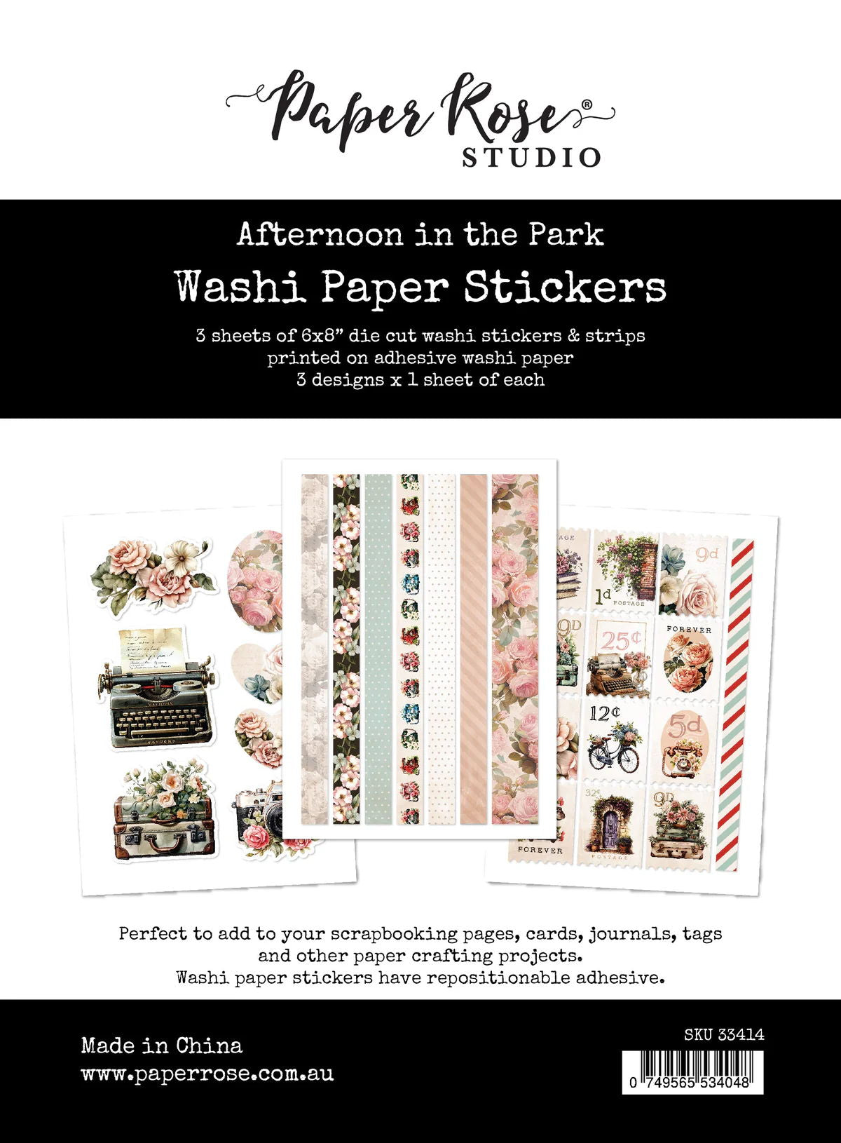 Paper Rose Afternoon in the Park Washi Tape Stickers 33414