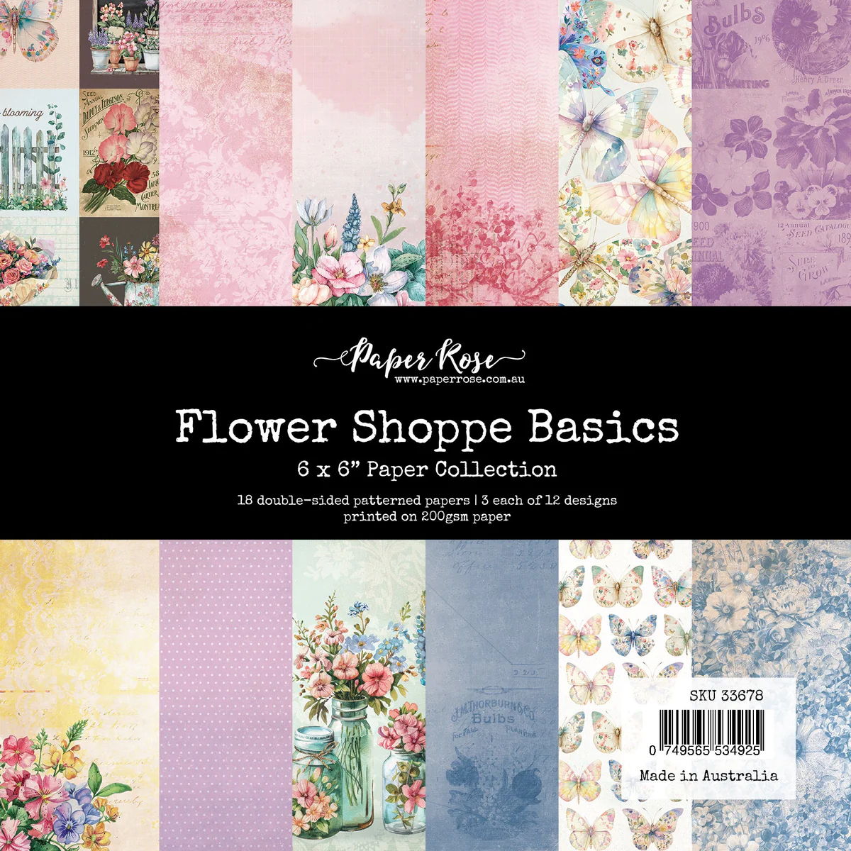 Paper Rose Flower Shoppe Basics 6x6 Paper Collection 33678