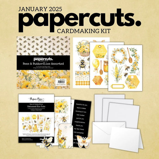 Paper Rose Papercuts Cardmaking Kit - January 2025 Bees & Butterflies