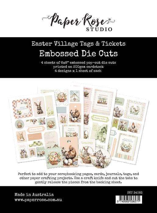 Paper Rose Studio Easter Village Tags & Tickets Embossed Die Cuts