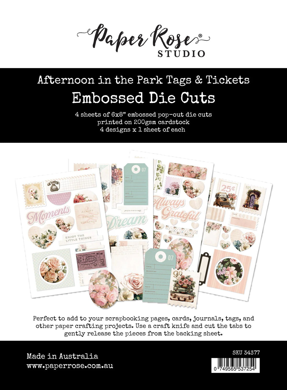 Paper Rose Afternoon in the Park Tags Embossed Die Cuts 34377
