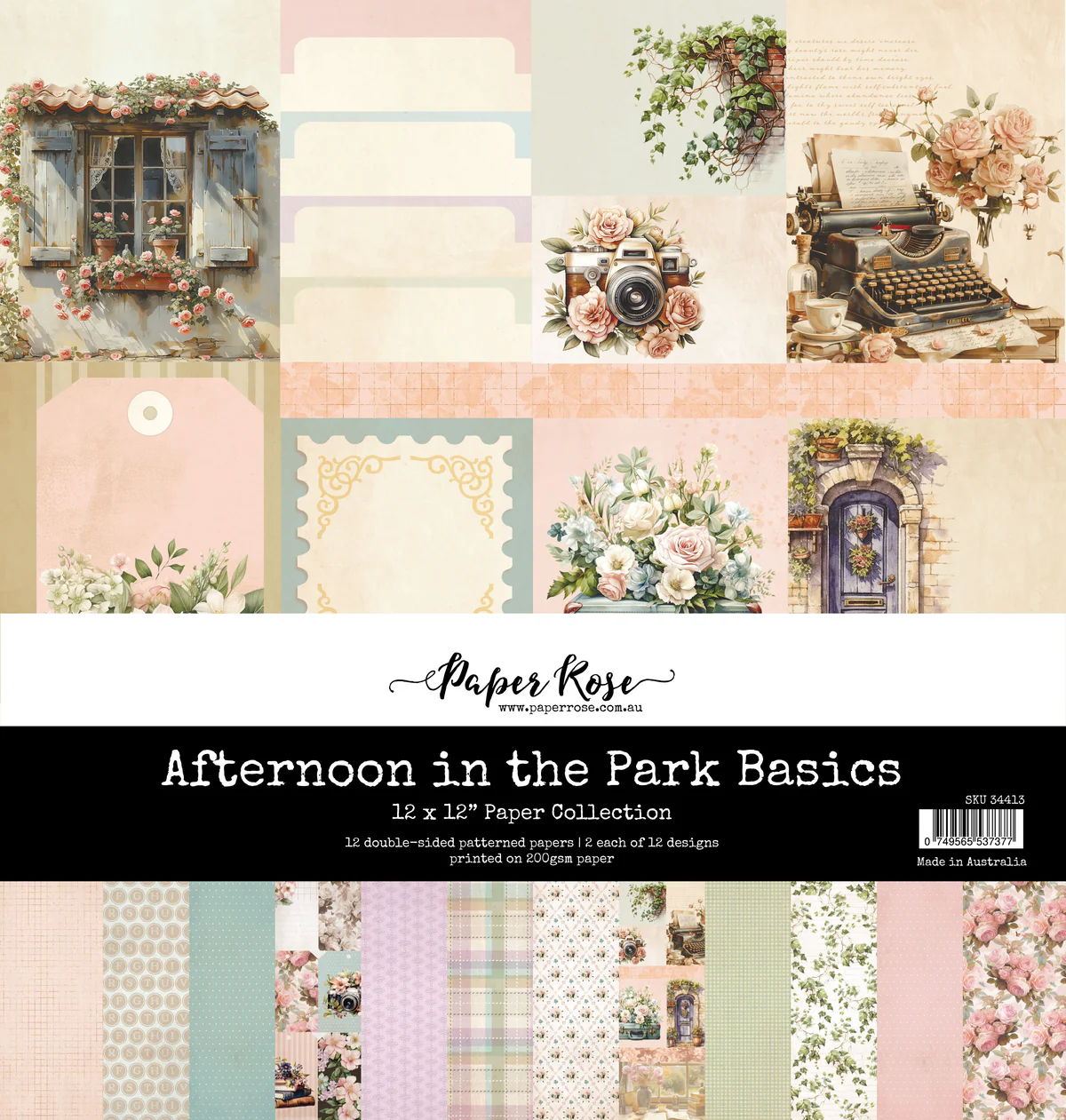 Paper Rose Afternoon in the Park Basics 12x12 Paper Collection 34413