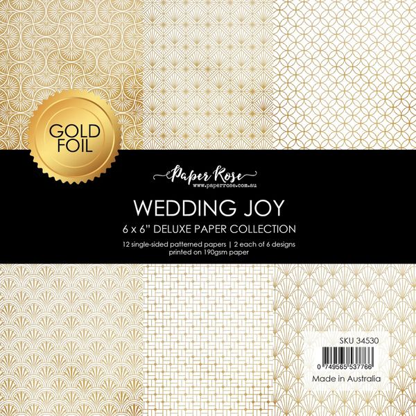 Paper Rose Studio Wedding Joy Foil Gold 6x6 Paper Collection