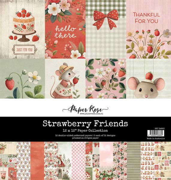 Paper Rose Studio Strawberry Friends 12x12 Paper Collection