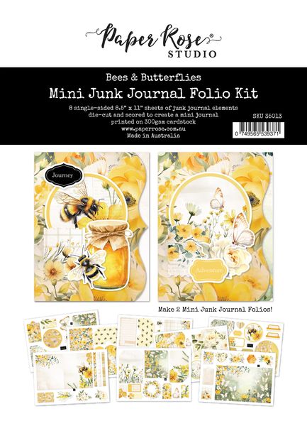 Paper Rose Bees and Butterflies 8.5" x 11" Mini Junk Journal Folio Kit 35013