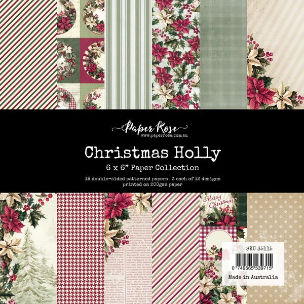 Paper Rose Christmas Holly 6x6 Paper Pack