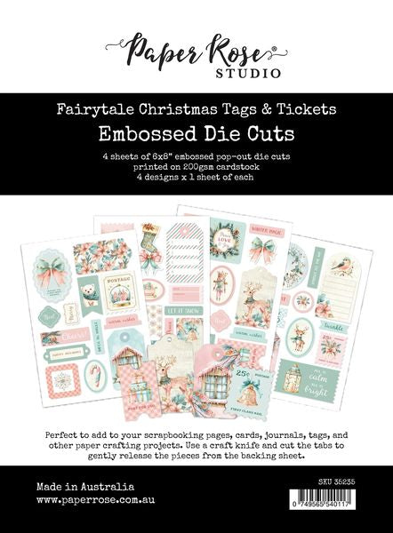 Paper Rose Fairytale Christmas Tags & Tickets Embossed Die Cuts 35235
