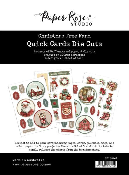 Paper Rose Christmas Tree Farm Quick Card Die Cuts 35247