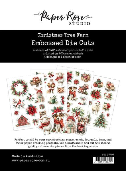 Paper Rose Christmas Tree Farm Embossed Die Cuts 35298