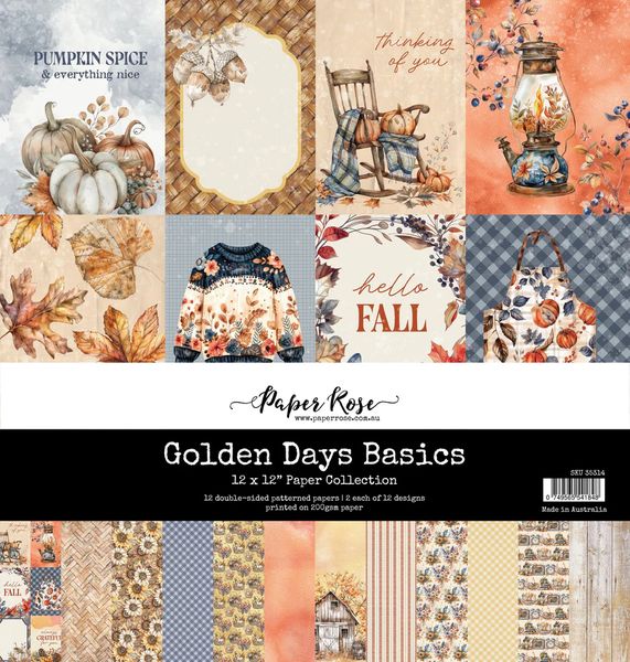 Paper Rose Golden Days Basics 12x12 Paper Collection 35314
