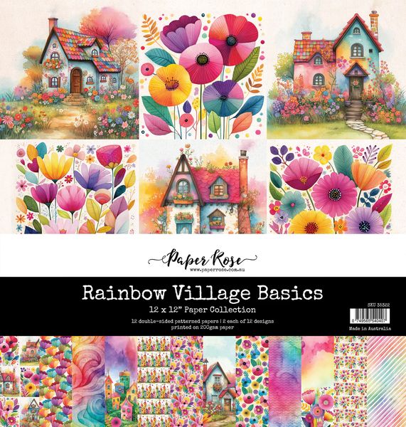 Paper Rose Rainbow Village Basics 12x12 Paper Collection 35322