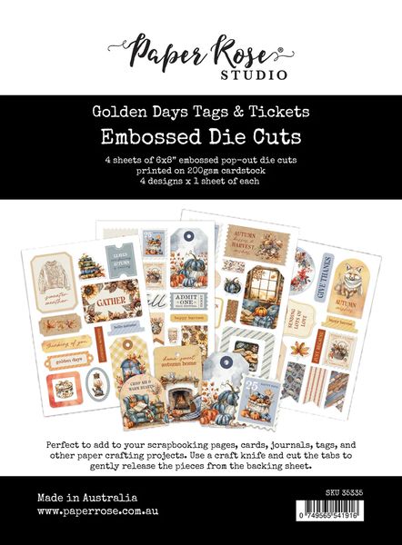 Paper Rose Golden Days Tags & Tickets Embossed Die Cuts 35335