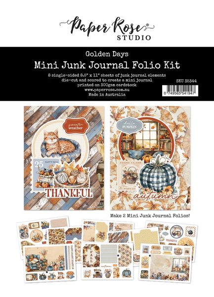 Paper Rose Golden Days 8.5" x 11" Mini Junk Journal Folio Kit 35344