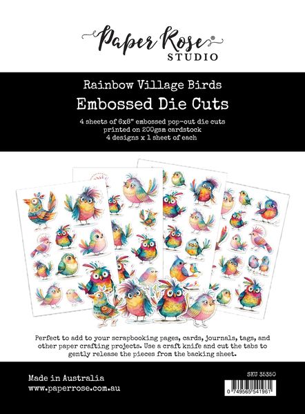 Paper Rose Rainbow Village 6x8" Birds Embossed Die Cuts 35350