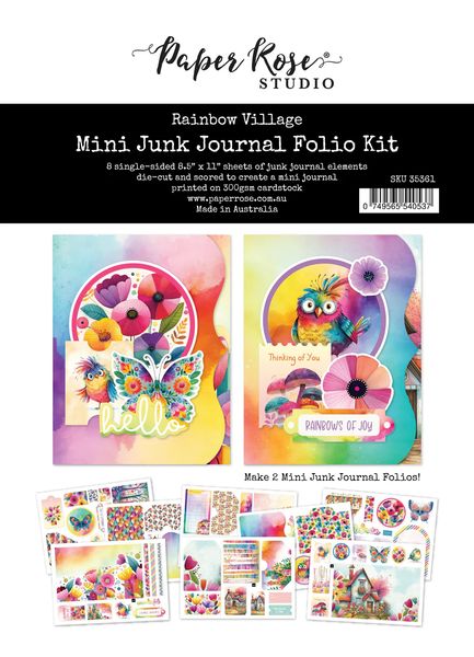 Paper Rose Rainbow Village 8.5" x 11" Mini Junk Journal Folio Kit 35361