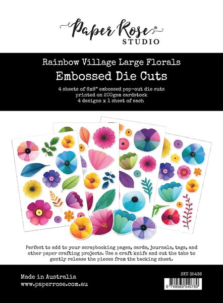Paper Rose Rainbow Village 6x8" Large Floral Embossed Die Cuts 35436
