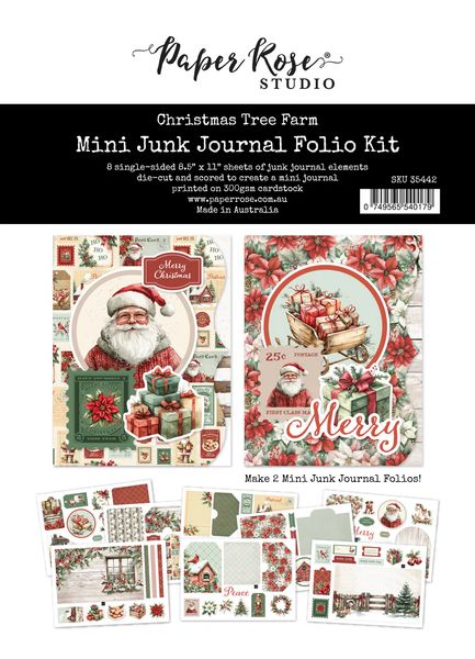 Paper Rose Christmas Tree Farm 8.5" x 11" Mini Junk Journal Folio Kit 35442