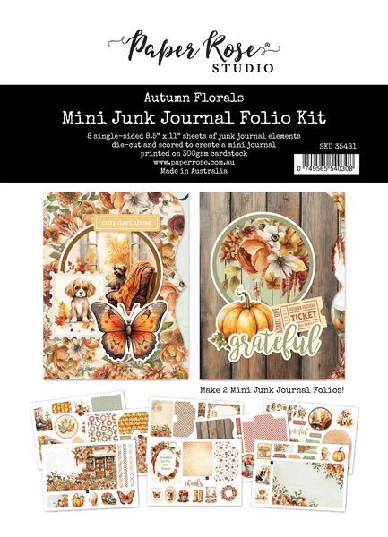 Paper Rose Autumn Florals 8.5" x 11" Mini Junk Journal Folio Kit 35481
