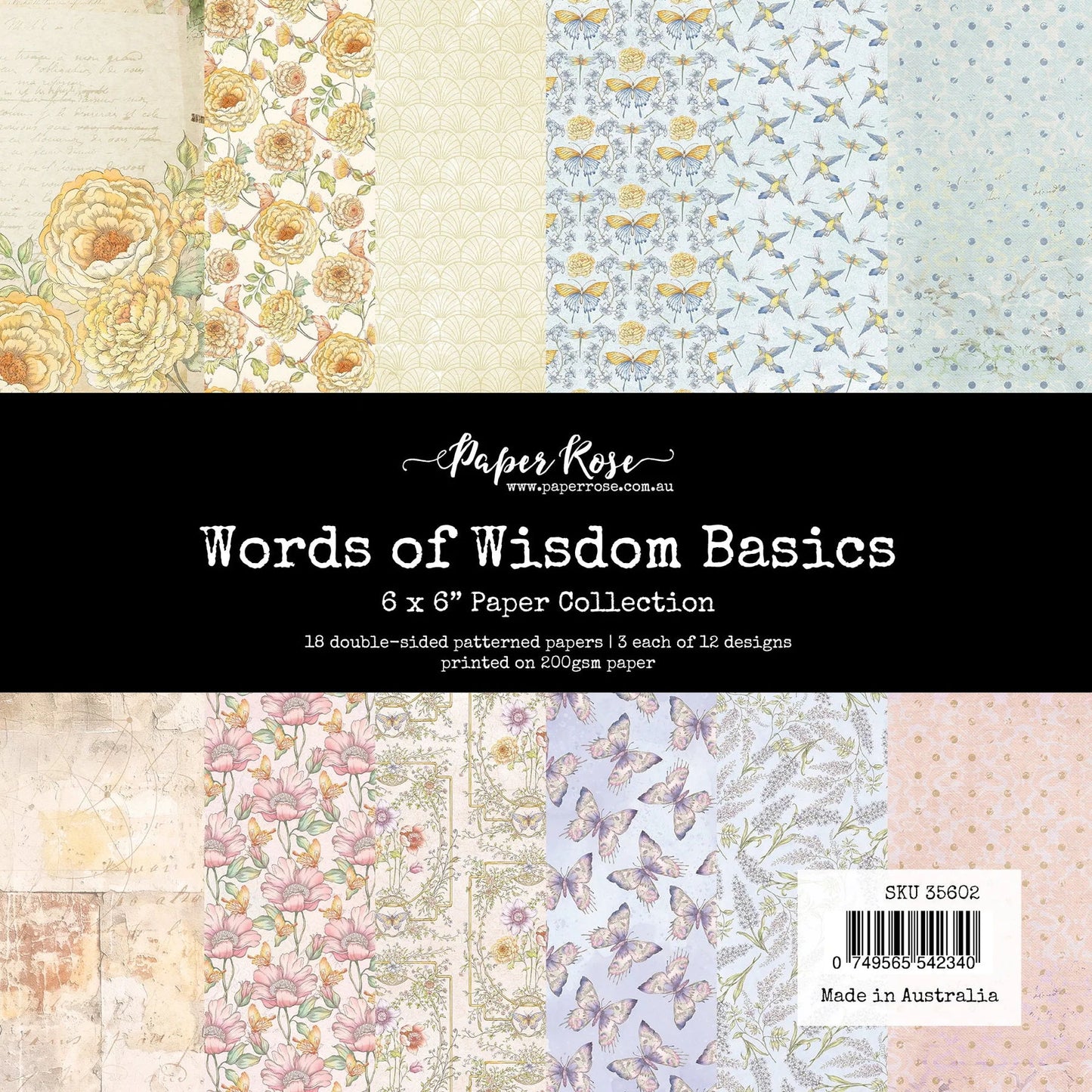 Paper Rose Words of Wisdom Basics 6x6 Paper Collection
