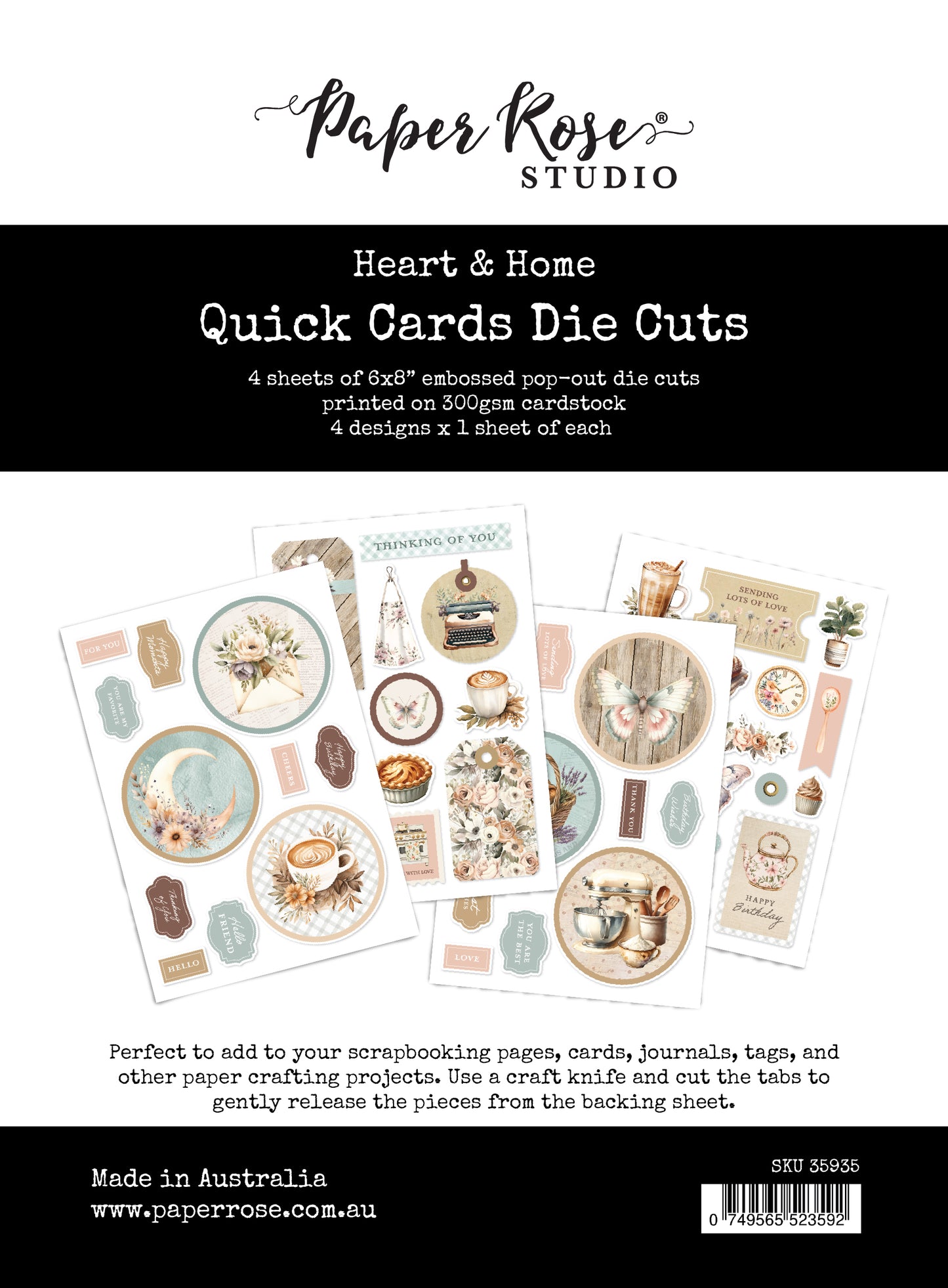 Paper Rose Heart & Home 6x8" Quick Cards Embossed Die Cuts