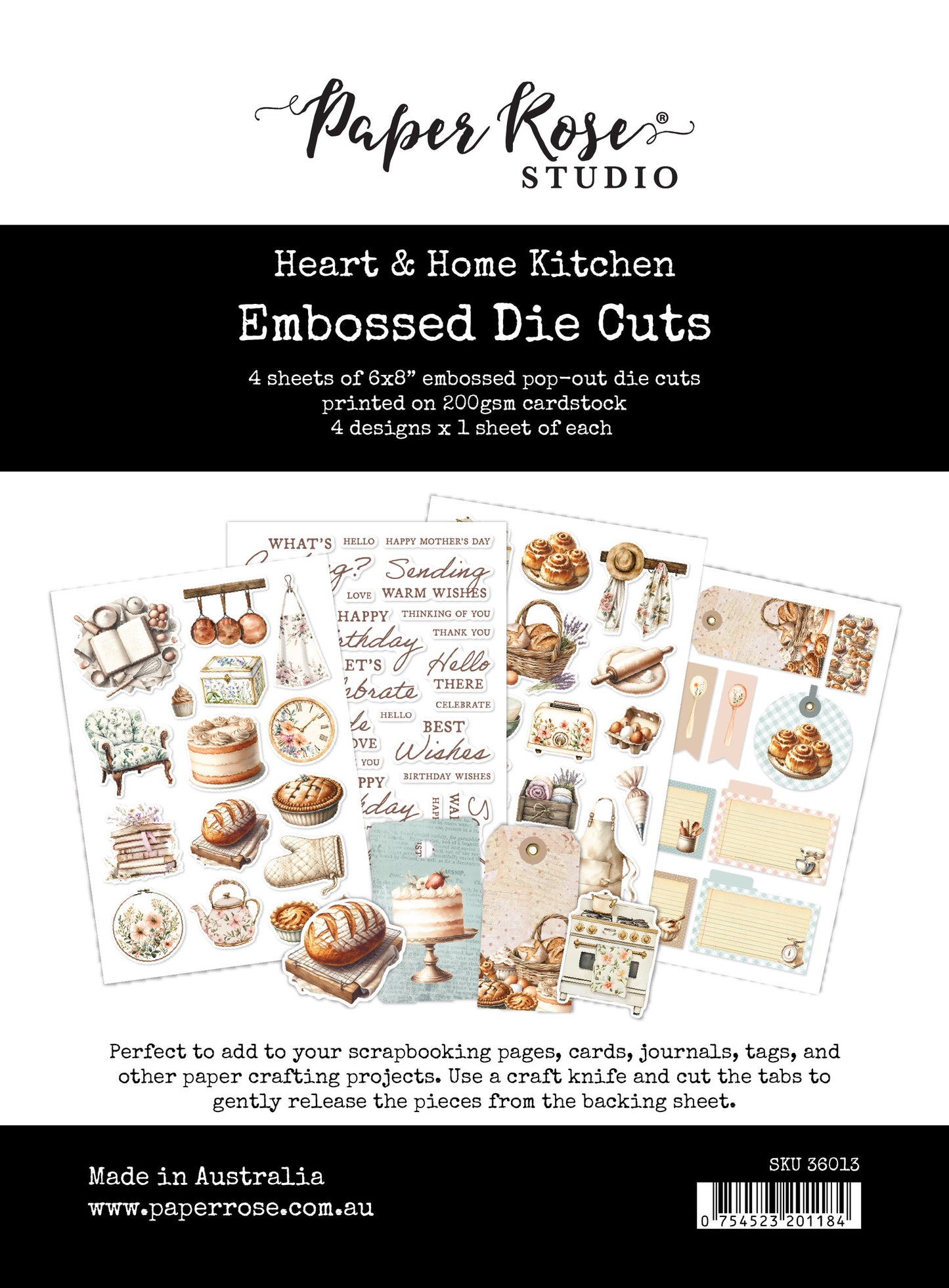 Paper Rose Heart & Home Kitchen 6x8 Embossed Die Cuts