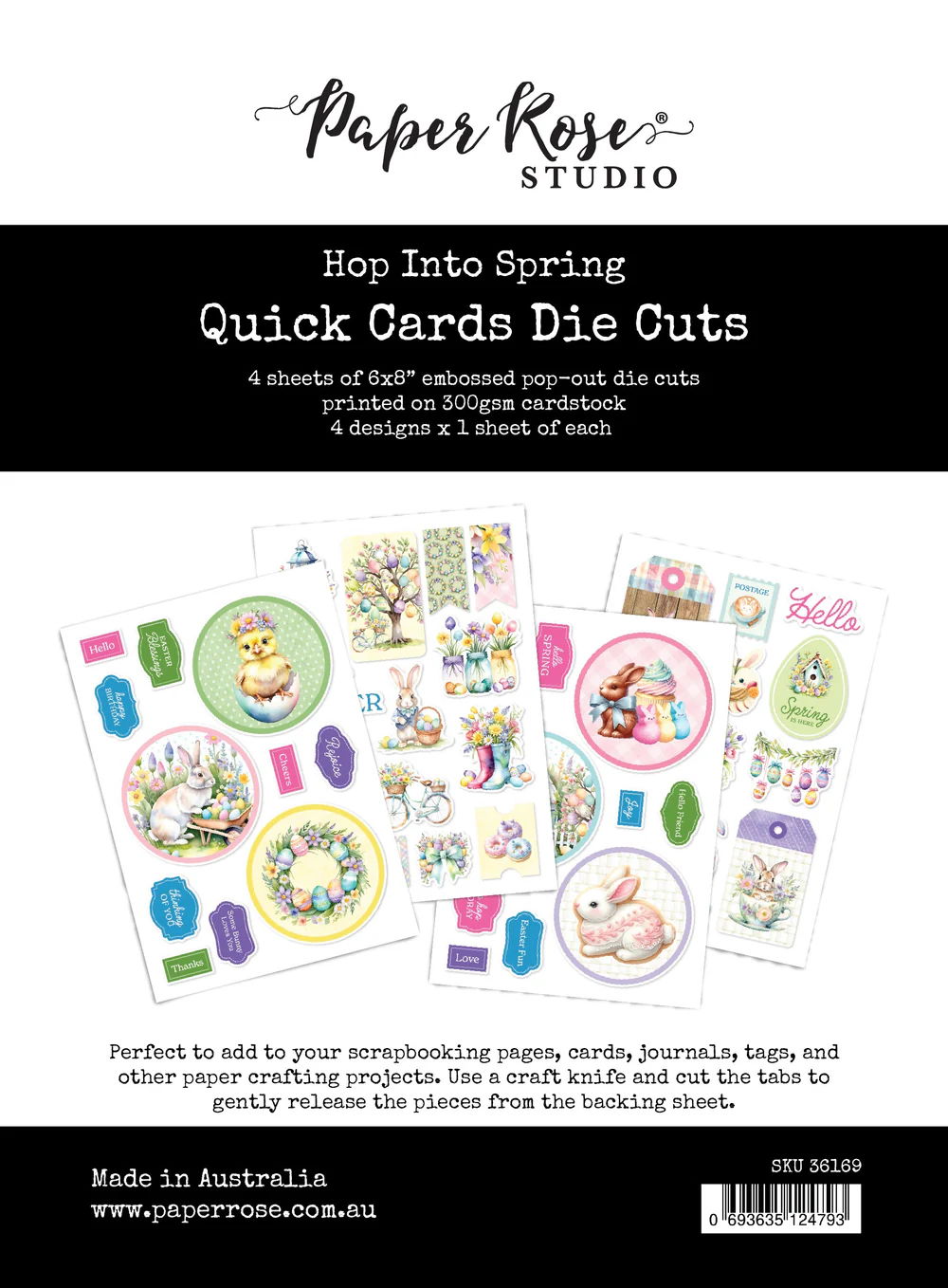 Paper Rose Hop Into Spring 6x8" Quick Cards Die Cuts