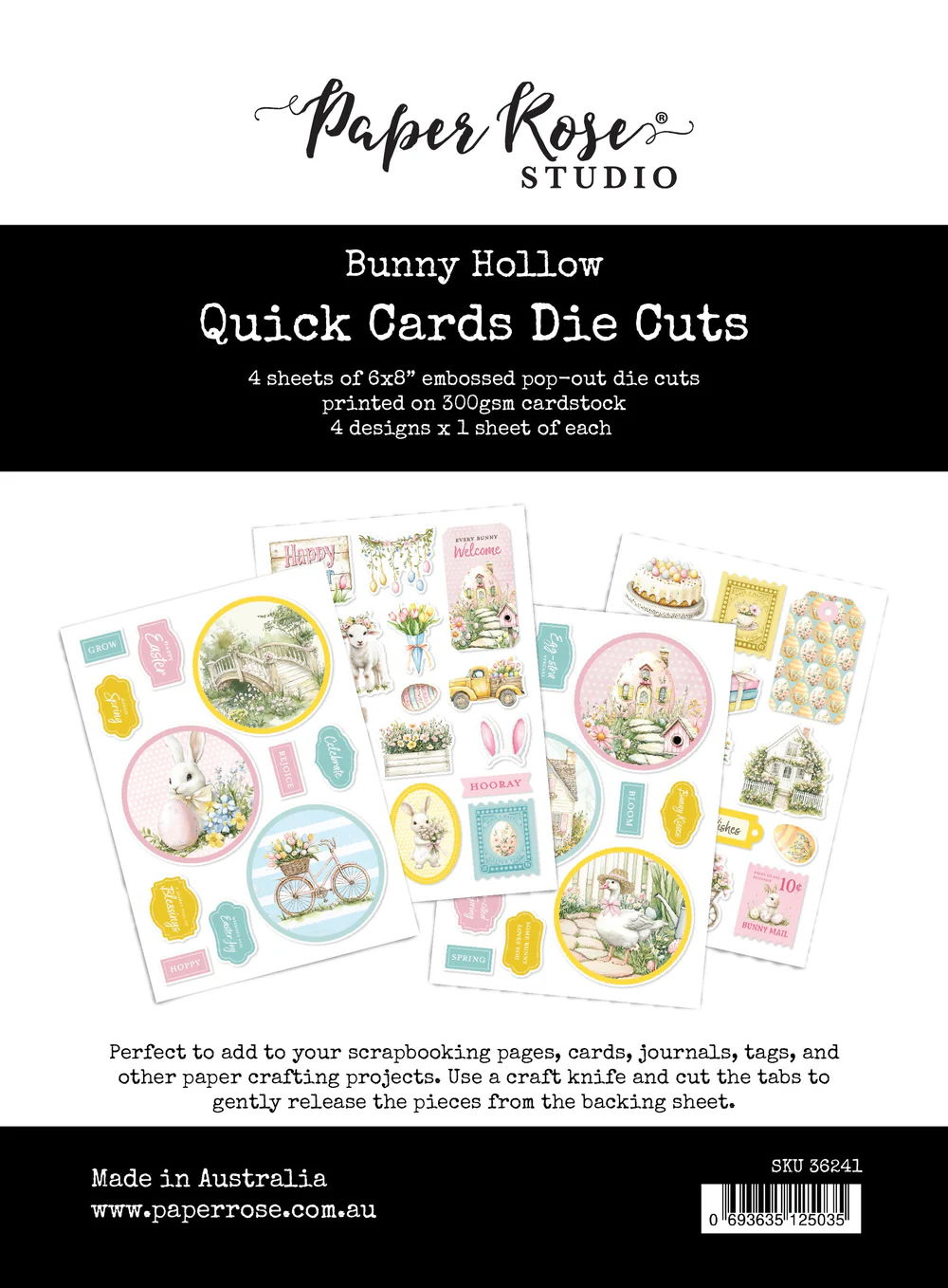 Paper Rose Bunny Hollow 6x8" Quick Cards Die Cuts