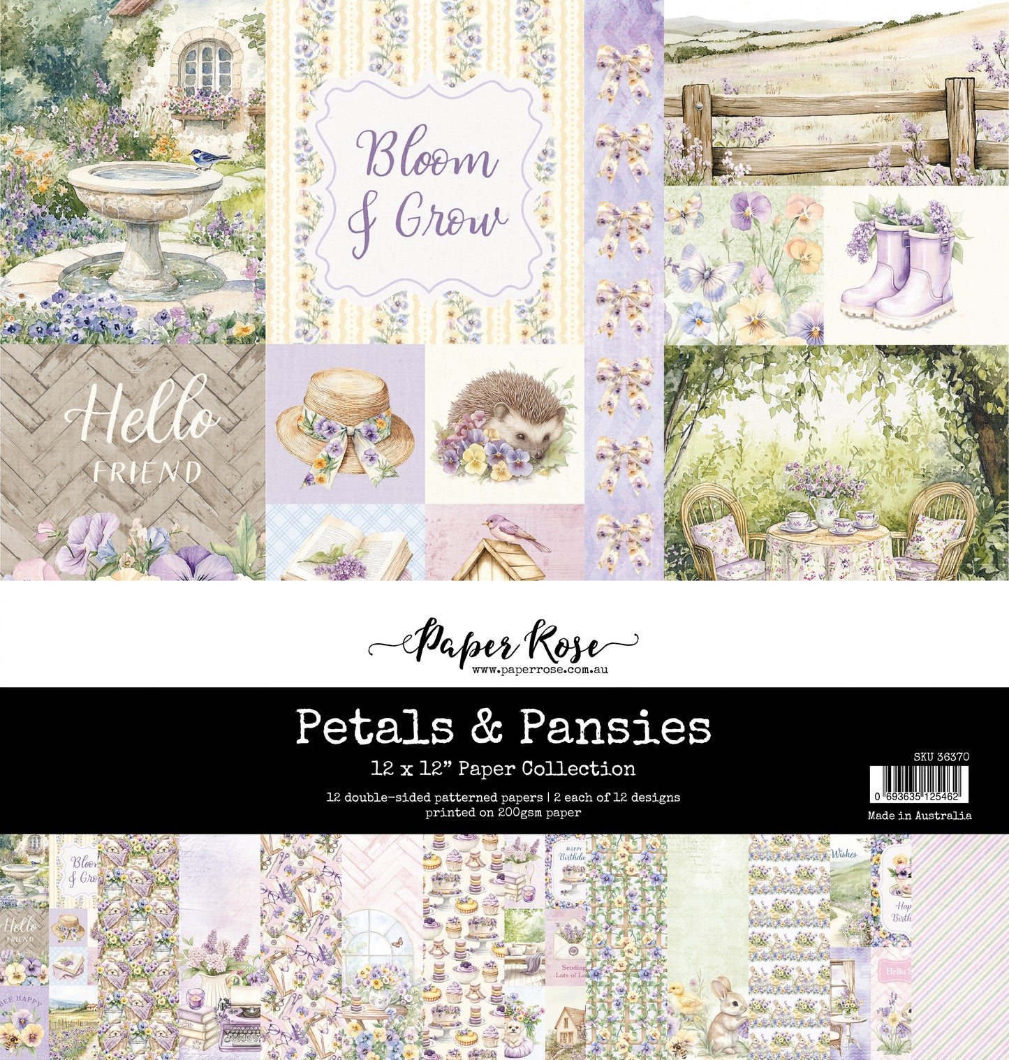 Paper Rose Petals & Pansies 12x12 Paper Collection