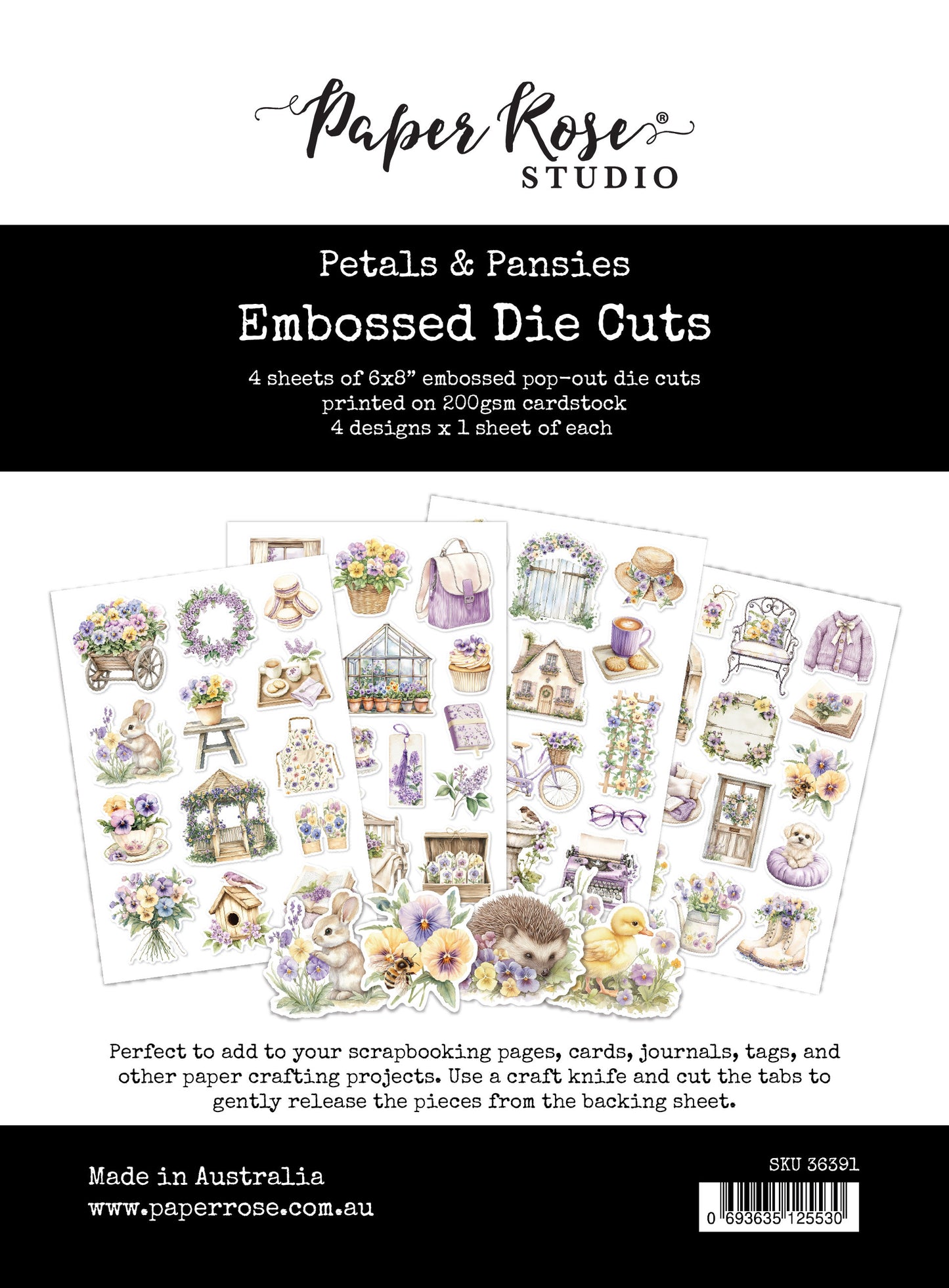 Paper Rose Petals & Pansies 6 x 8" Embossed Die Cuts