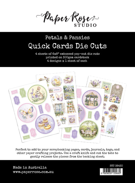 Paper Rose Petals & Pansies 6x8" Quick Cards Embossed Die Cuts
