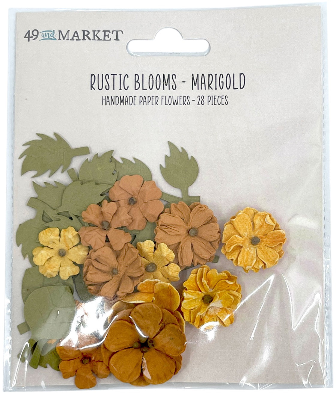 49 And Market Rustic Blooms Paper Flowers 28/Pkg-Marigold