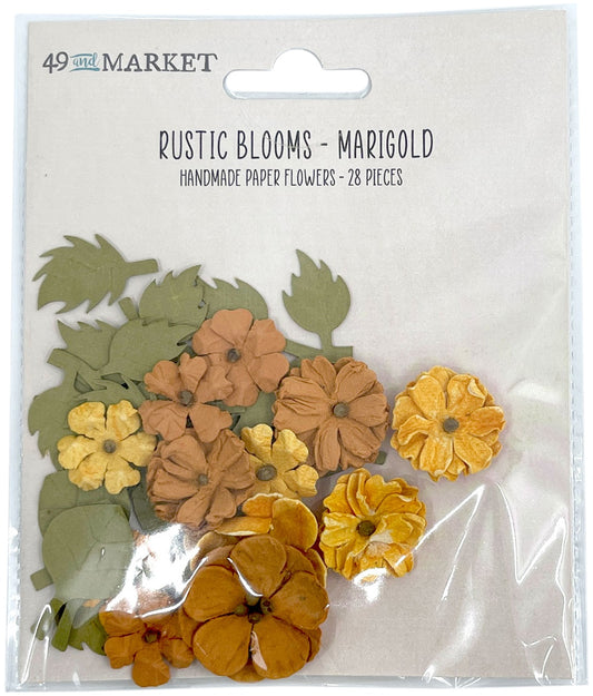 49 And Market Rustic Blooms Paper Flowers 28/Pkg-Marigold