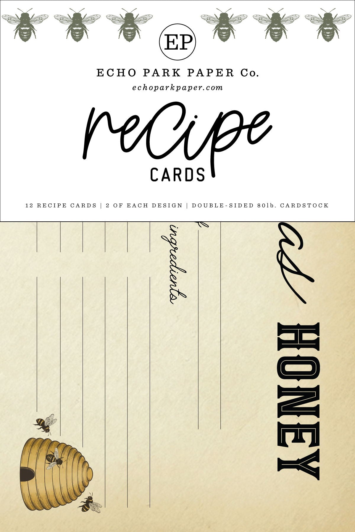 Echo Park Honey Bee Recipe Cards