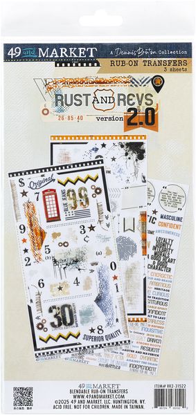 49 And Market Rust & Revs 2.0 6"X12" Rub-On Transfer Set