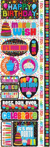 Reminisce Happy Birthday Cardstock Sticker