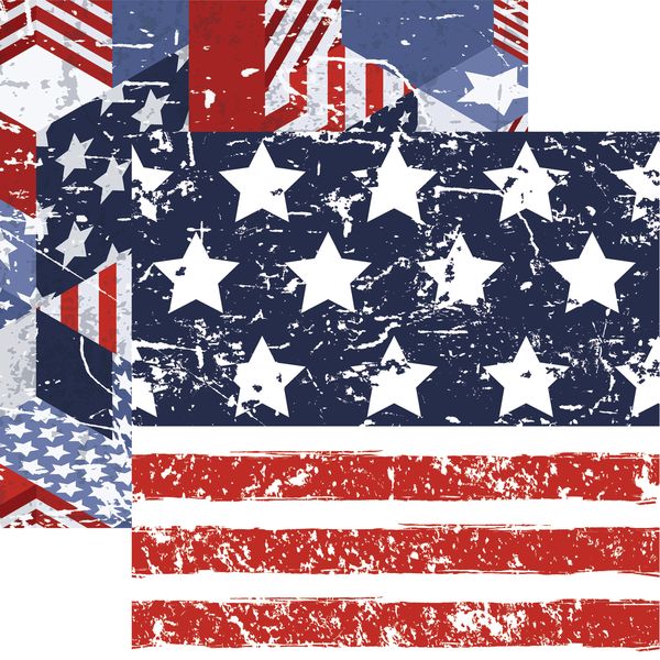 Reminisce Red White and Blue: Stars and Bars DS Paper (1 Sheet)