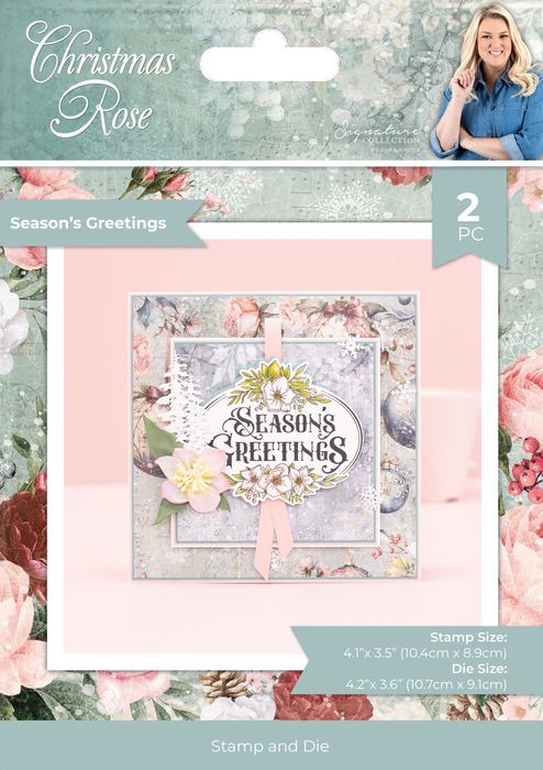 Sara Signature Create-A-Card Metal Die-Season's Greetings, Christmas Rose