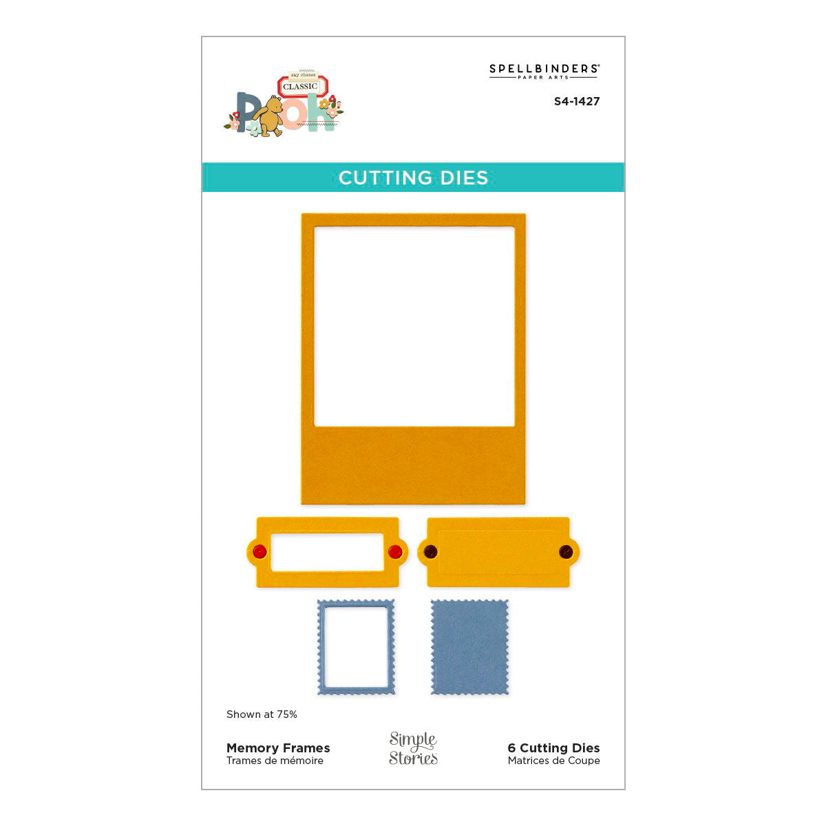 Spellbinders Memory Frames Etched Dies from the Say Cheese Classic Pooh Collection in  Collaboration with Simple Stories