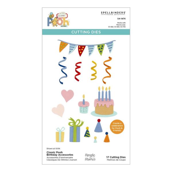 Spellbinders Classic Pooh Birthday Accessories Etched Dies from the Say Cheese Classic Pooh Birthday Collection by Simple Stories  