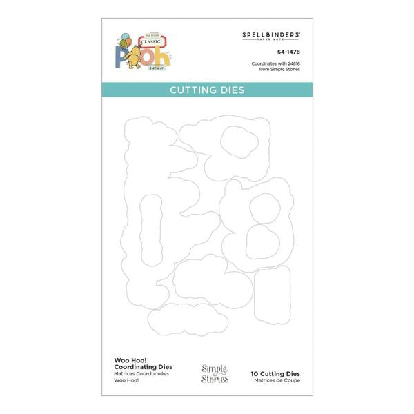 Spellbinders Woo Hoo! Etched Dies for Coordinating Stamp Set from the Say Cheese Classic Pooh Birthday Collection by Simple Stories