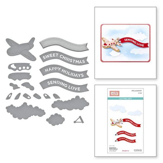 Spellbinders Gingerbread Plane & Banners Etched Dies from the Candy Christmas Collection by Stamperia