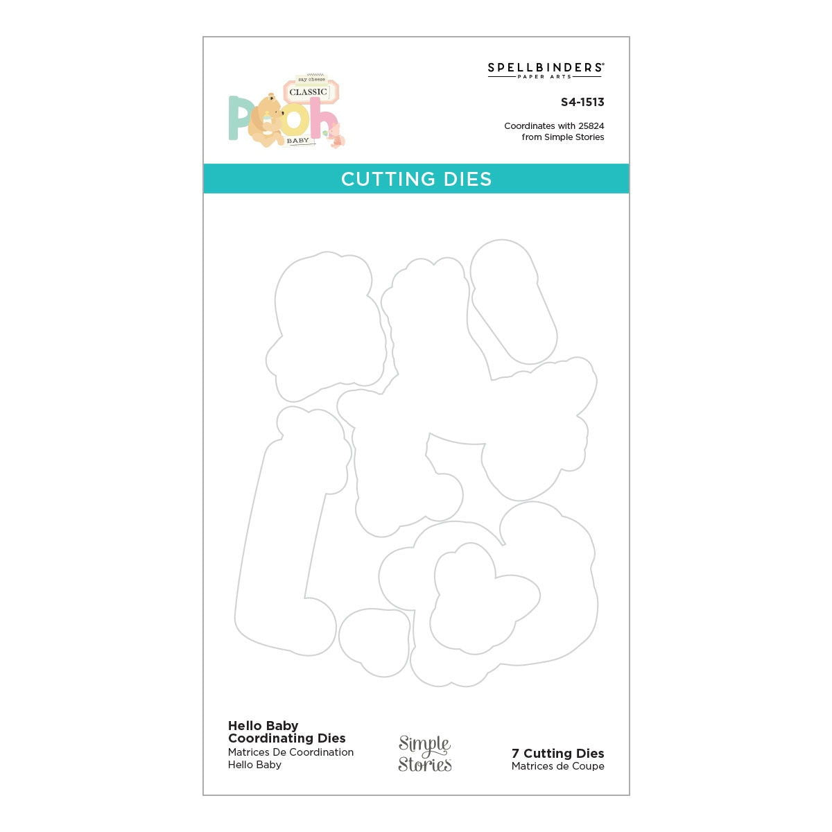 Etched Dies From Say Cheese Classic Pooh Baby-Hello Baby
