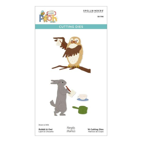 Spellbinders Rabbit & Owl Etched Dies from the Say Cheese Classic Pooh Birthday Collection by Simple Stories