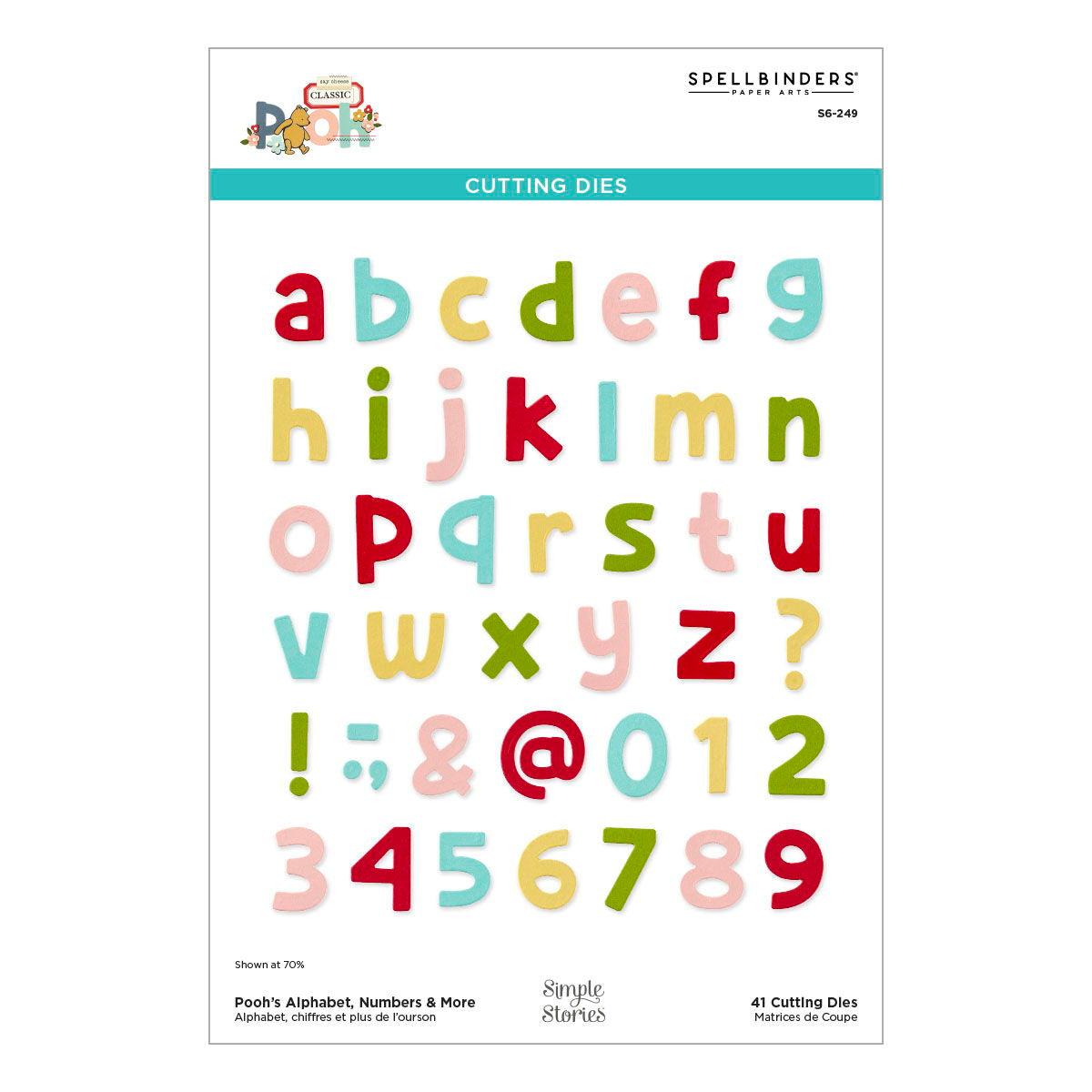 Spellbinders Pooh's Alphabet, Numbers & More Etched Dies from the Say Cheese Classic Pooh Collection in Collaboration with Simple Stories