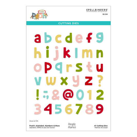 Spellbinders Pooh's Alphabet, Numbers & More Etched Dies from the Say Cheese Classic Pooh Collection in Collaboration with Simple Stories